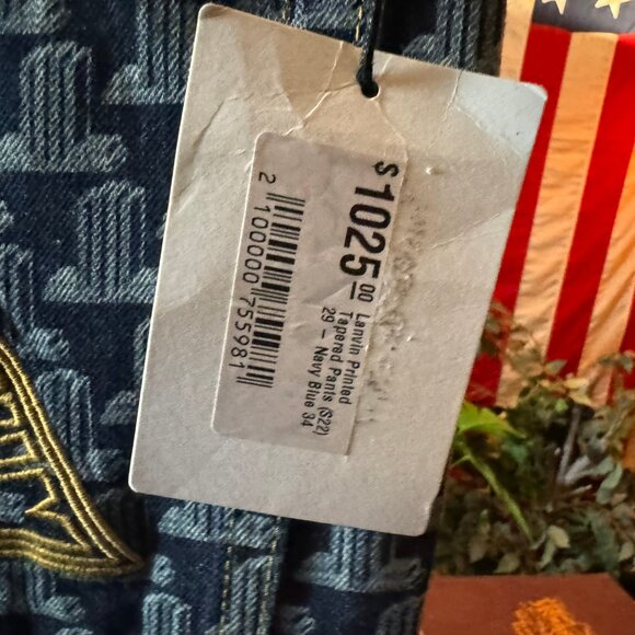 $1025 LANVIN All-Over Monogram DENIM JEANS (sz 34) - Picture 10 of 13